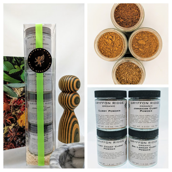 A variety of spices and herbs in Curry Gift Packages.